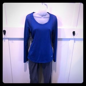 Royal blue athletic scoop neck long sleeve top